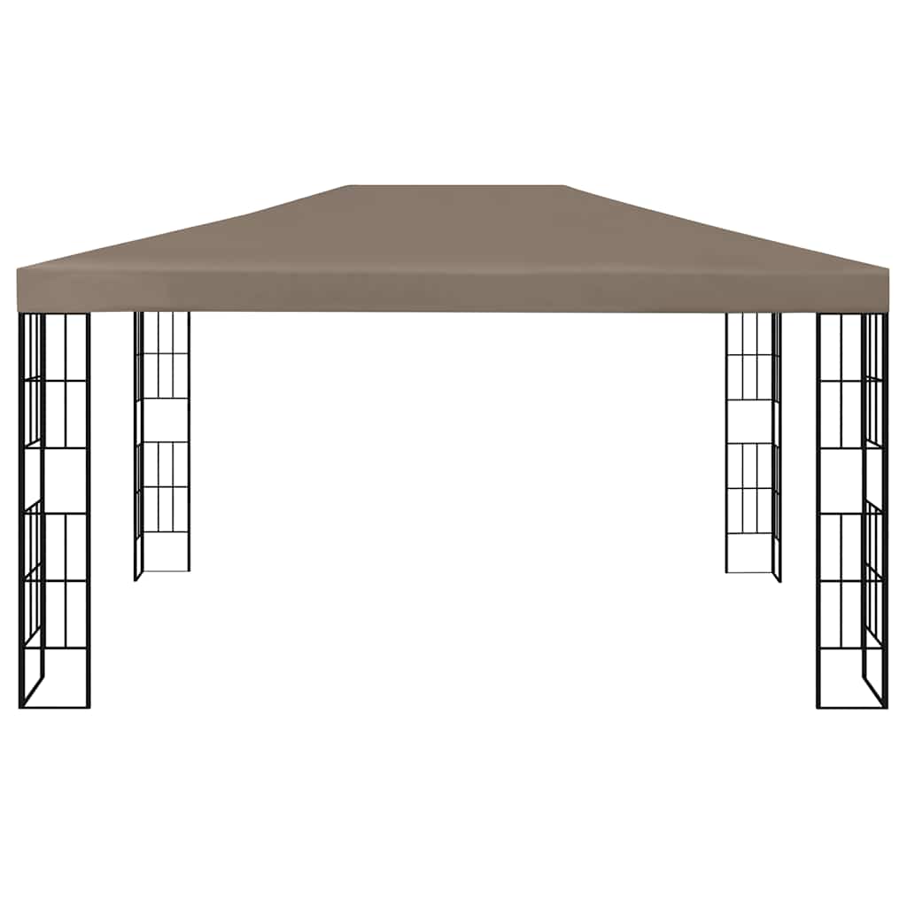 Gazebo com cordões de luzes LED 4x3 m cinza-acastanhado