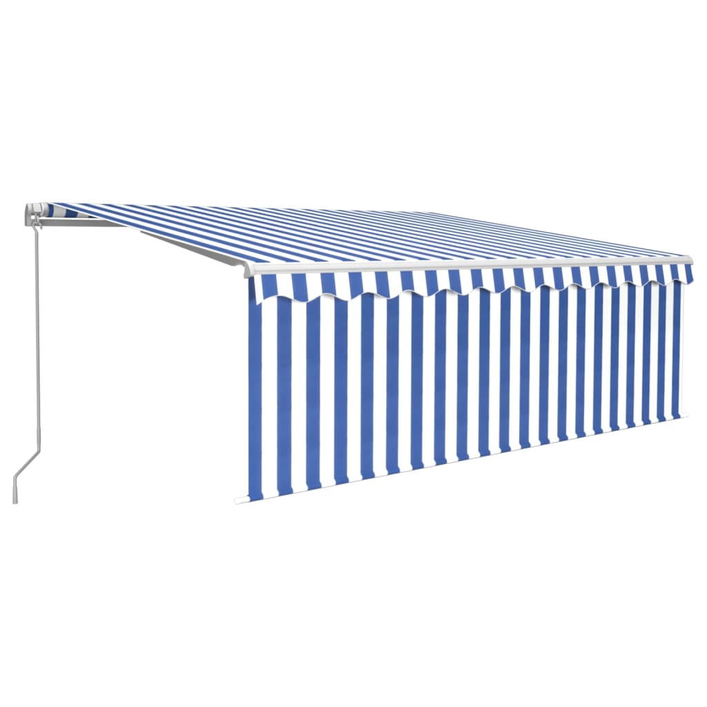 Toldo retrátil manual com estore 4x3 m azul e branco