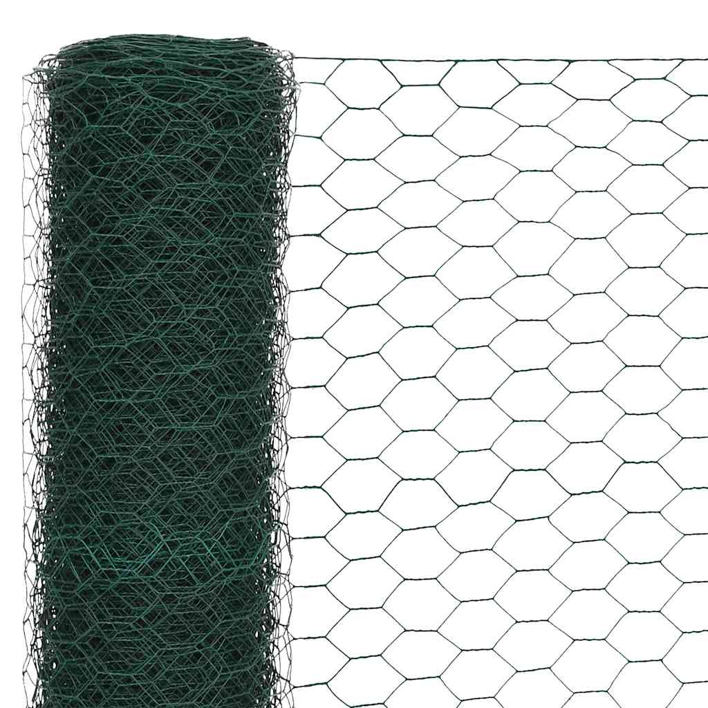 Cerca arame galinheiro 25x1,5 m aço c/ revestimento PVC verde