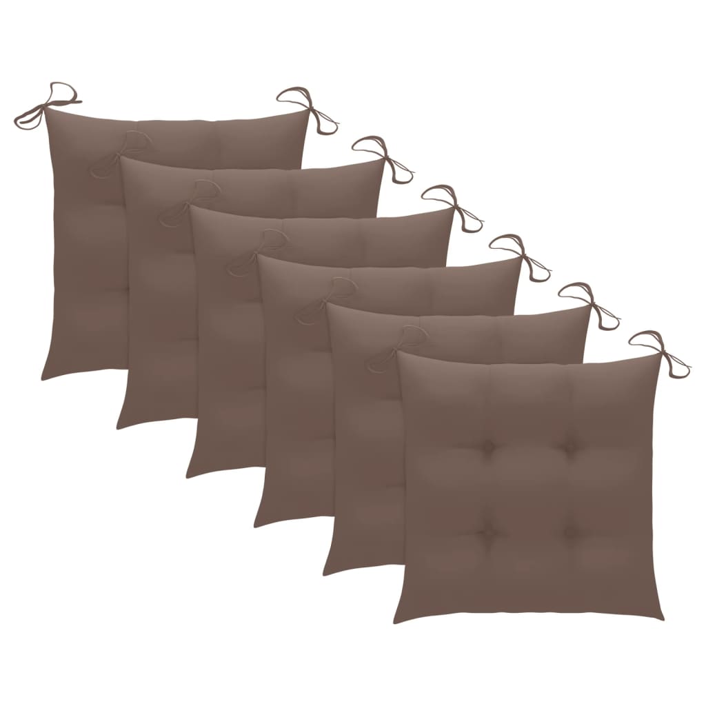 Cadeiras de jantar p/ jardim 6 pcs c/ almofadões acácia maciça