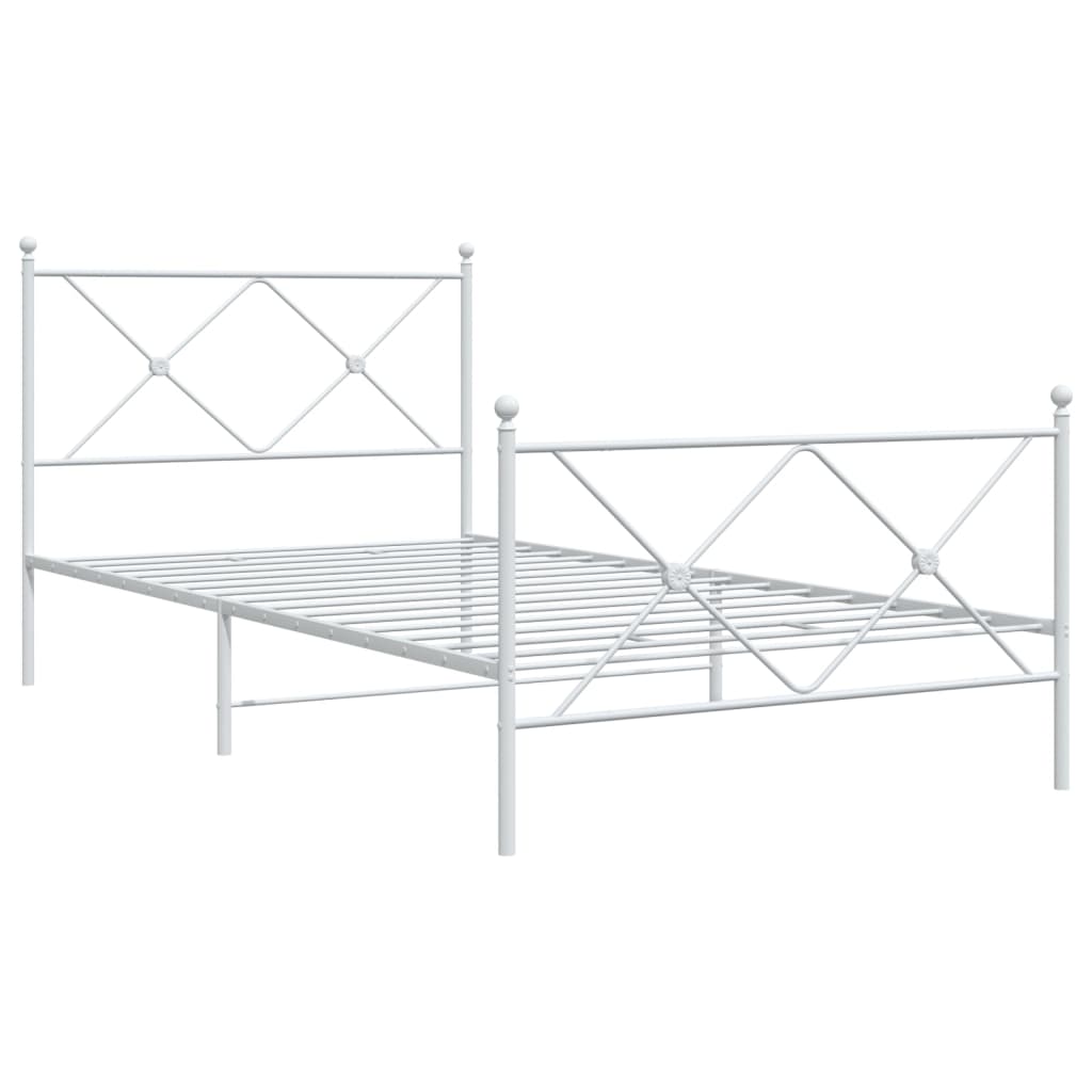 Estrutura de cama com cabeceira e pés 100x200 cm metal branco