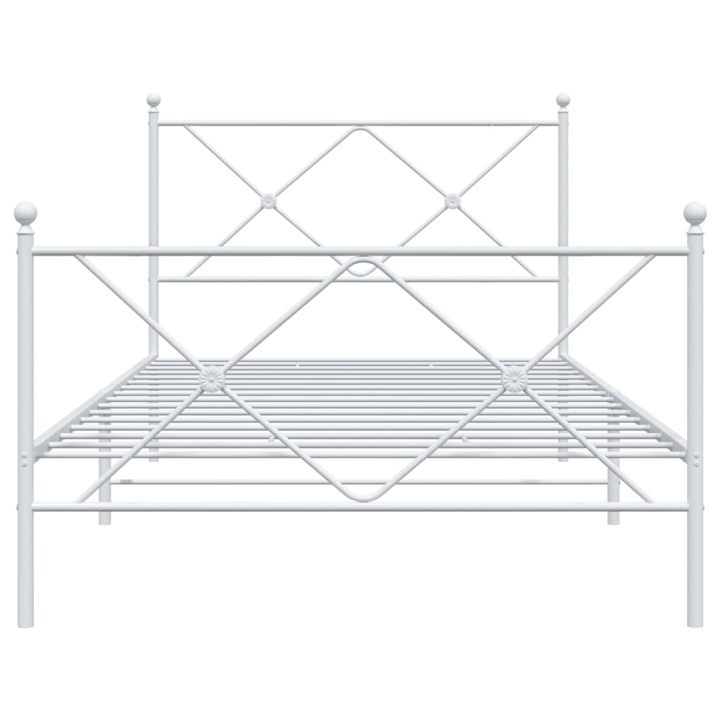 Estrutura de cama com cabeceira e pés 100x200 cm metal branco