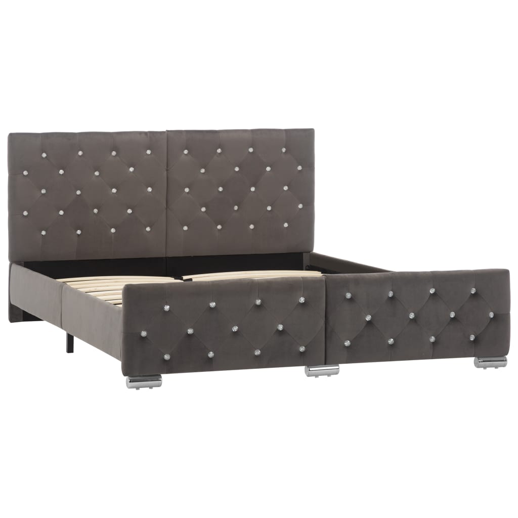 Estrutura de cama 140x200 cm veludo cinzento