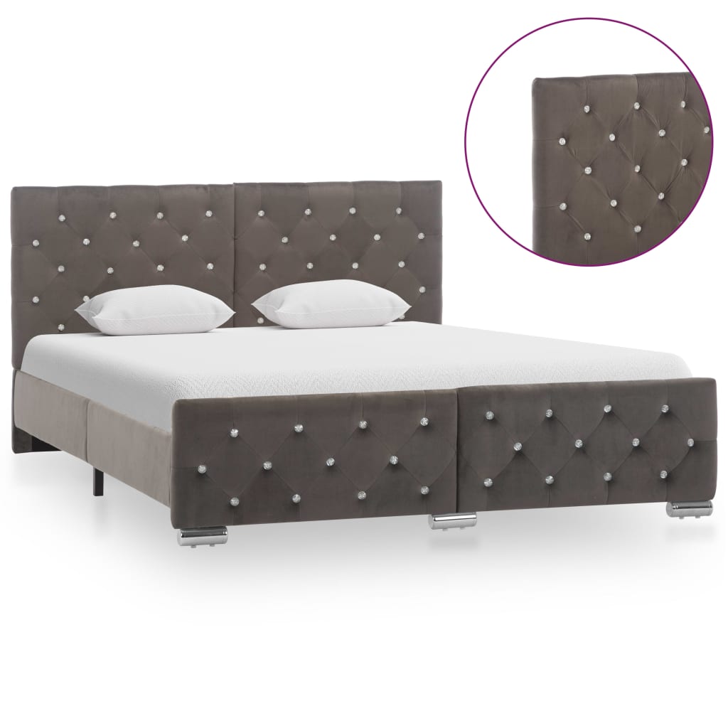 Estrutura de cama 140x200 cm veludo cinzento