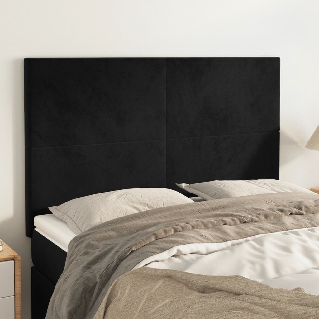 Cabeceira preta 144x5x118/128 cm veludo