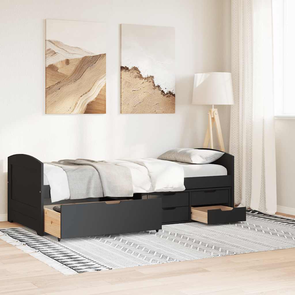 Sofá-cama com 5 gavetas sem colchão 90x200 cm irun preto