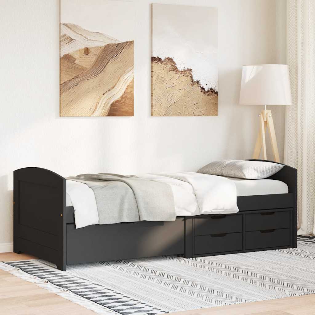 Sofá-cama com 5 gavetas sem colchão 90x200 cm irun preto