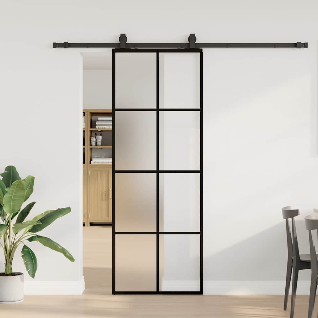Porta deslizante c/ conj. ferragens 76x205cm vidro esg preto