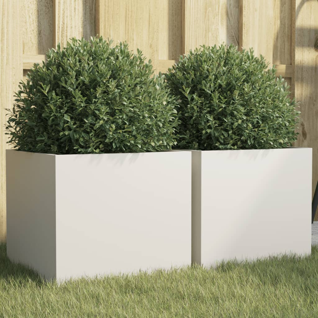 Vasos/floreiras 2 pcs 32x30x29 cm aço branco
