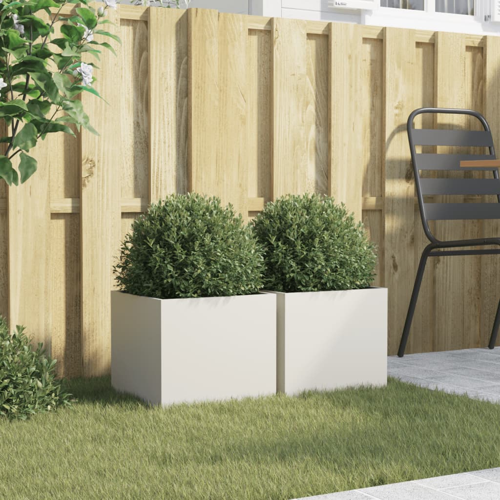 Vasos/floreiras 2 pcs 32x30x29 cm aço branco