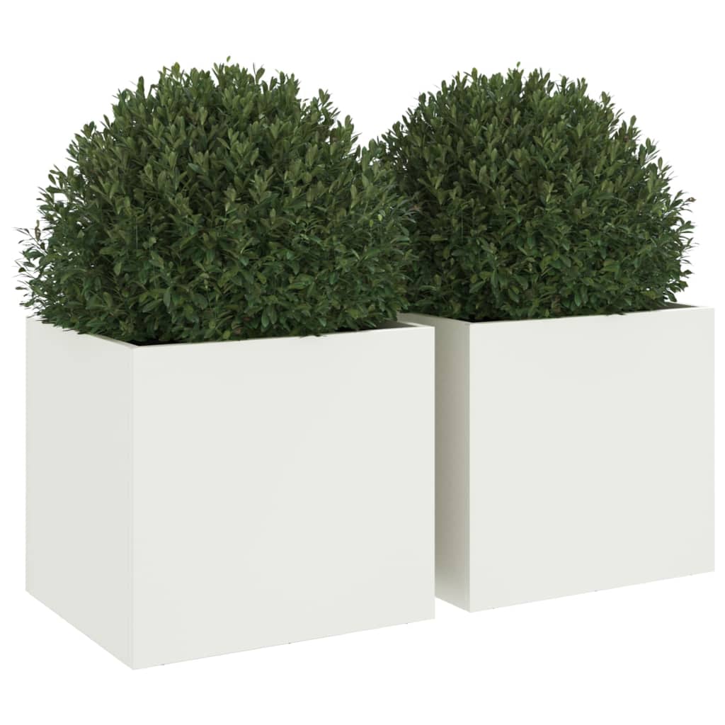 Vasos/floreiras 2 pcs 32x30x29 cm aço branco