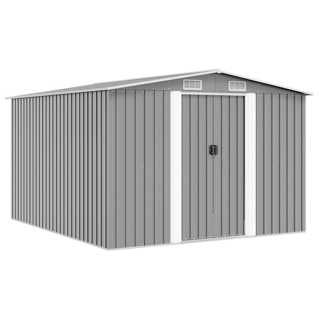Abrigo de jardim 257x298x178 cm metal cinzento