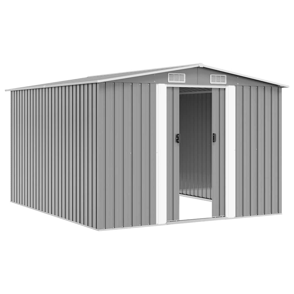 Abrigo de jardim 257x298x178 cm metal cinzento