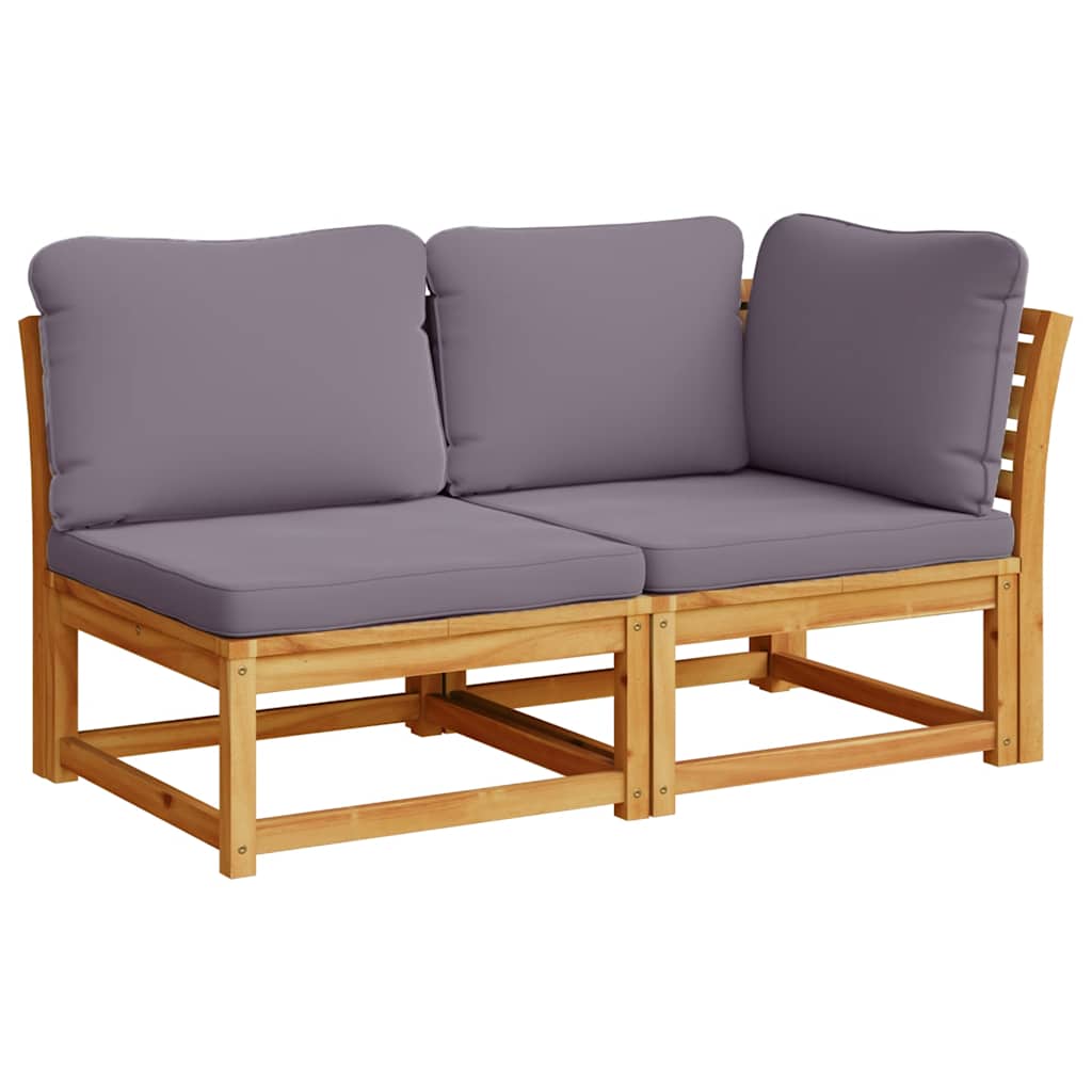 3 Pcs conjunto lounge de jardim c/ almofadões acácia maciça