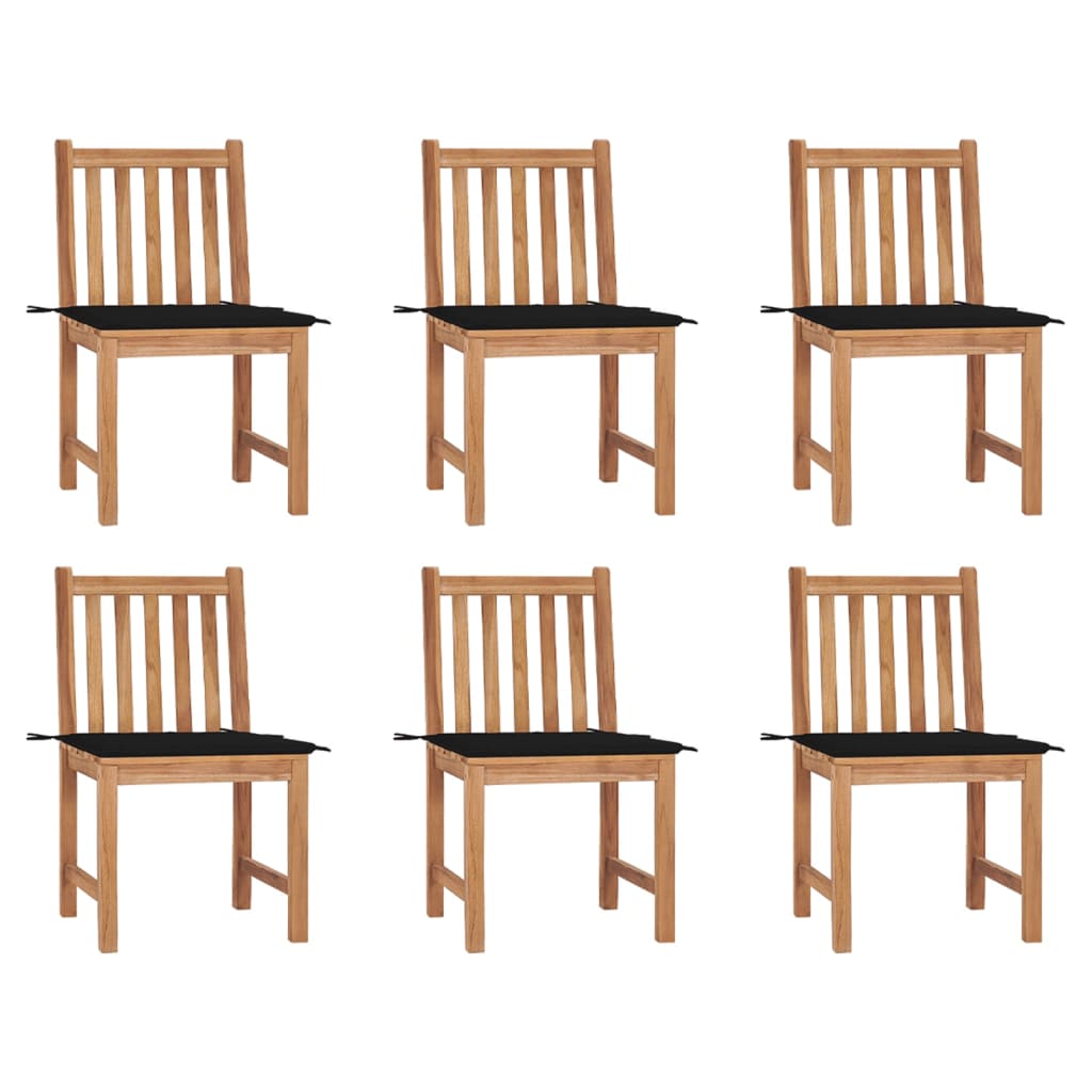 Cadeiras de jardim 6 pcs c/ almofadões madeira de teca maciça