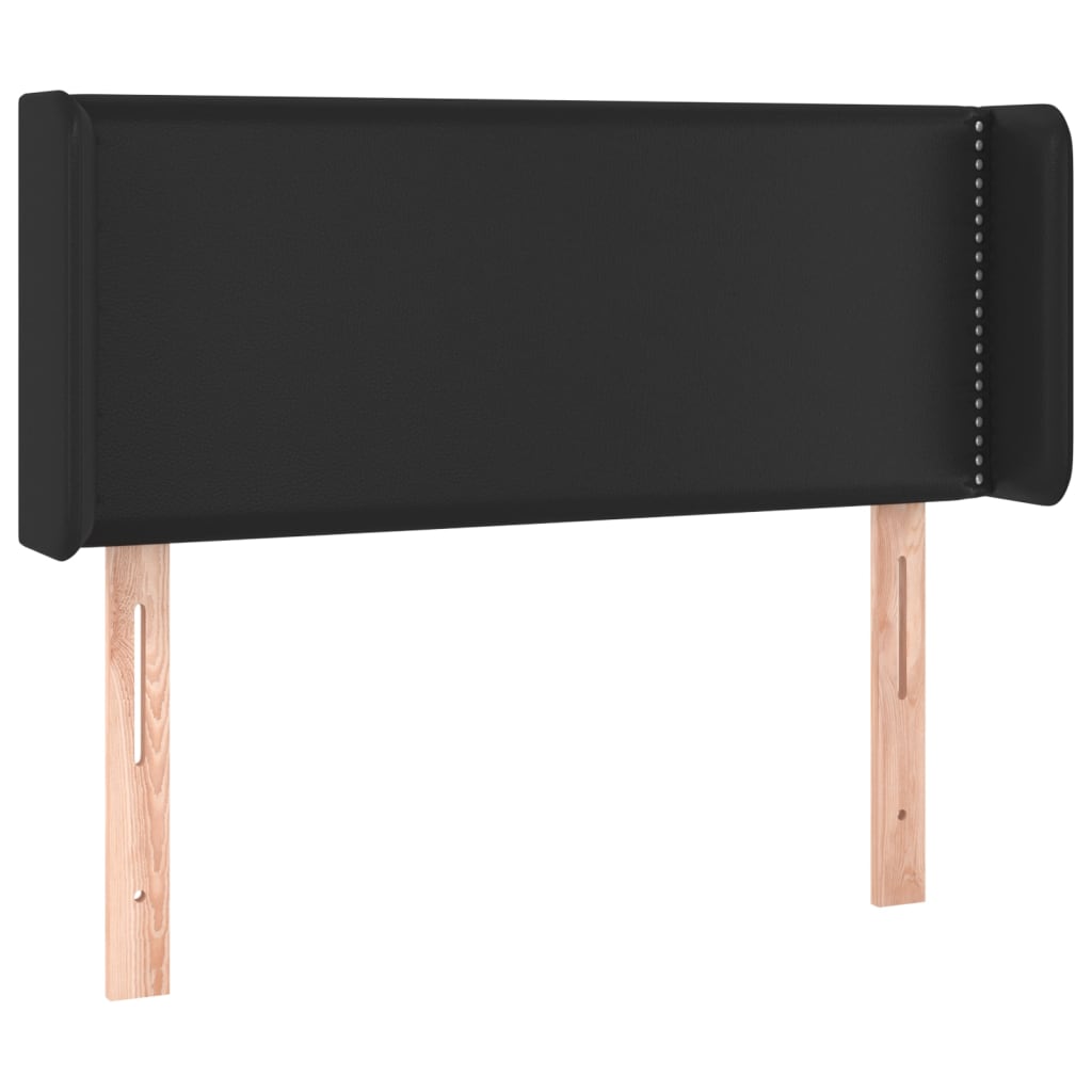 Cabeceira de cama c/ LED couro artificial 103x16x78/88 cm preto
