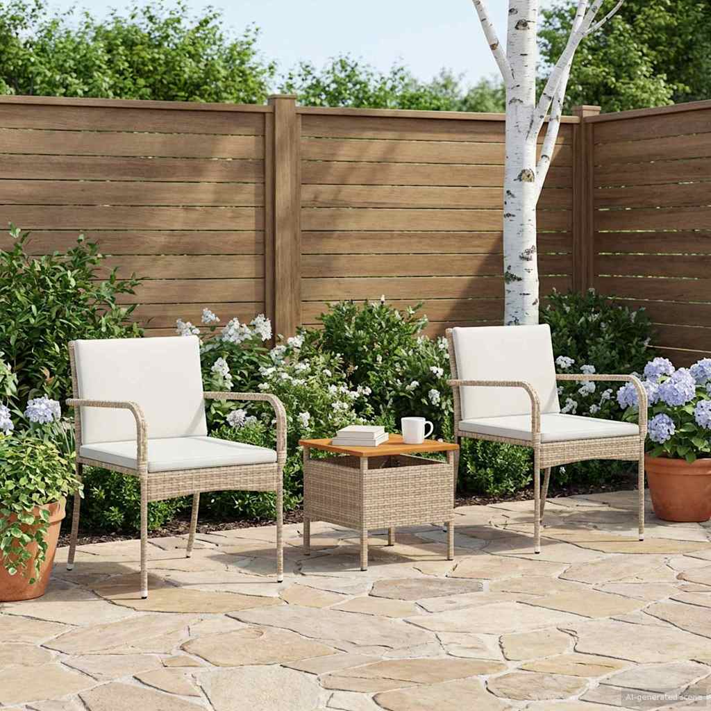 Conjunto para jardim bege vime PE