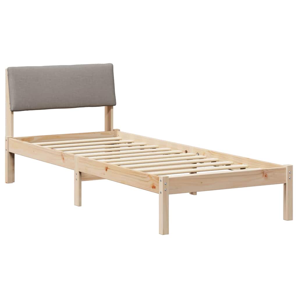 Estrutura da cama com cabeceira marrom e taupe 75 x 190 cm