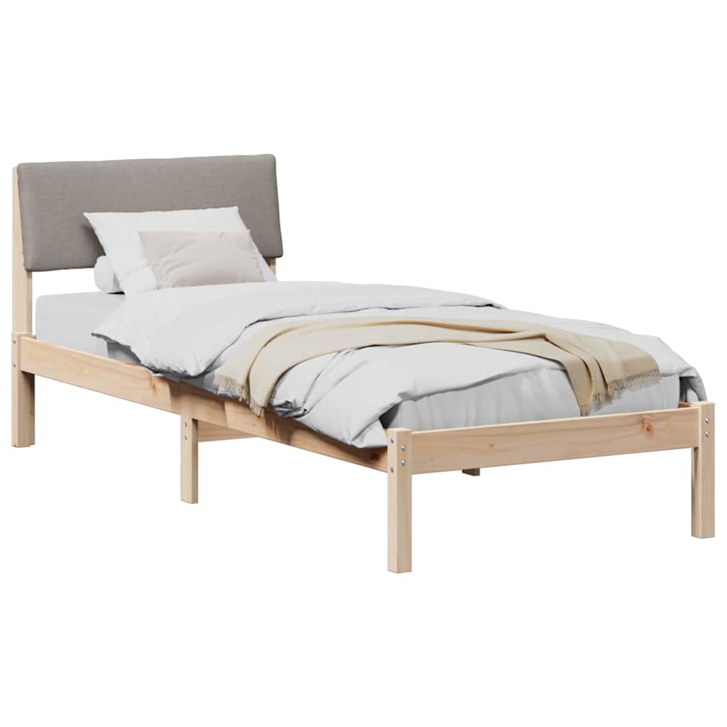 Estrutura da cama com cabeceira marrom e taupe 75 x 190 cm