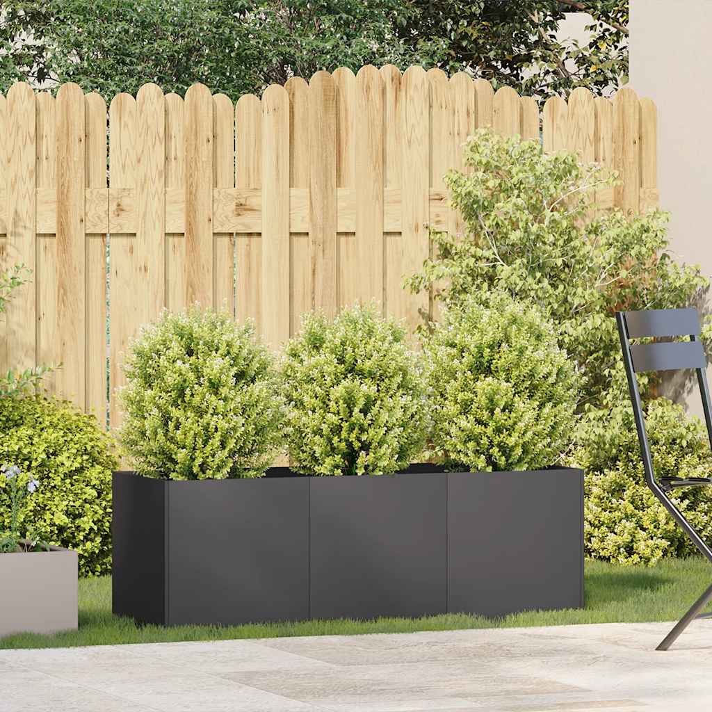 Vaso preto 120x40x40 cm aço laminado a frio