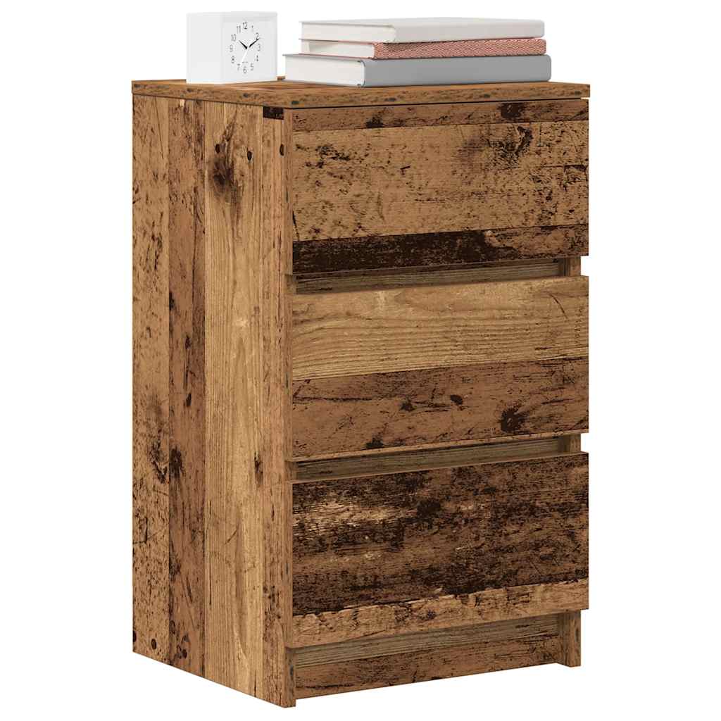 Mesa de cabeceira com 3 gavetas 39x35x65 cm madeira velha
