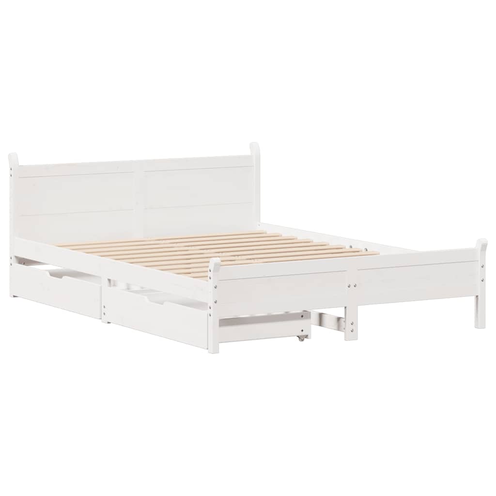 Cama sem colchão 135x190 cm madeira de pinho maciça branco
