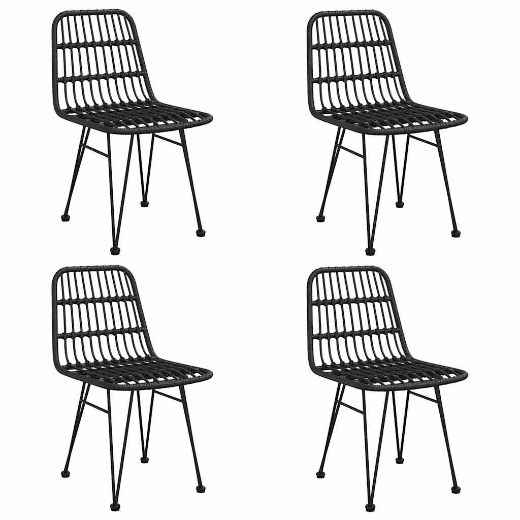 5 Pcs conjunto de jantar p/ jardim vime PE preto