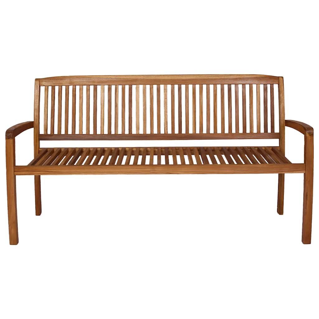 Bancos empilháveis jardim 3 lugares 159cm madeira teca maciça