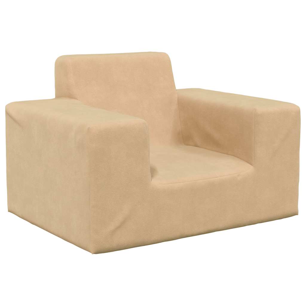 Sofá infantil pelúcia macia cor creme