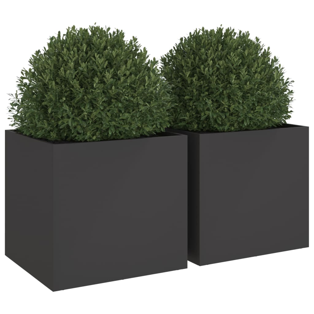 Vasos/floreiras 2 pcs 49x47x46 cm aço preto