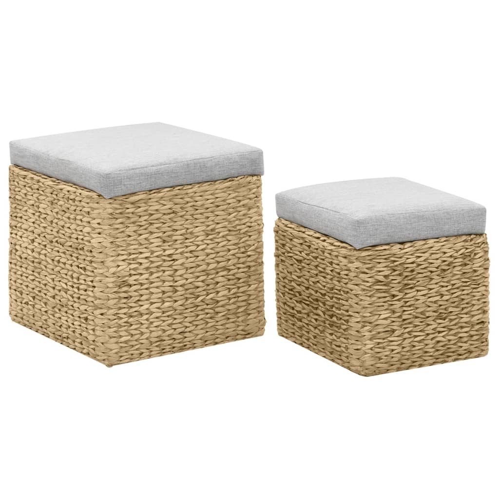 Conjunto de otomanos 2 pcs erva marinha cinzento