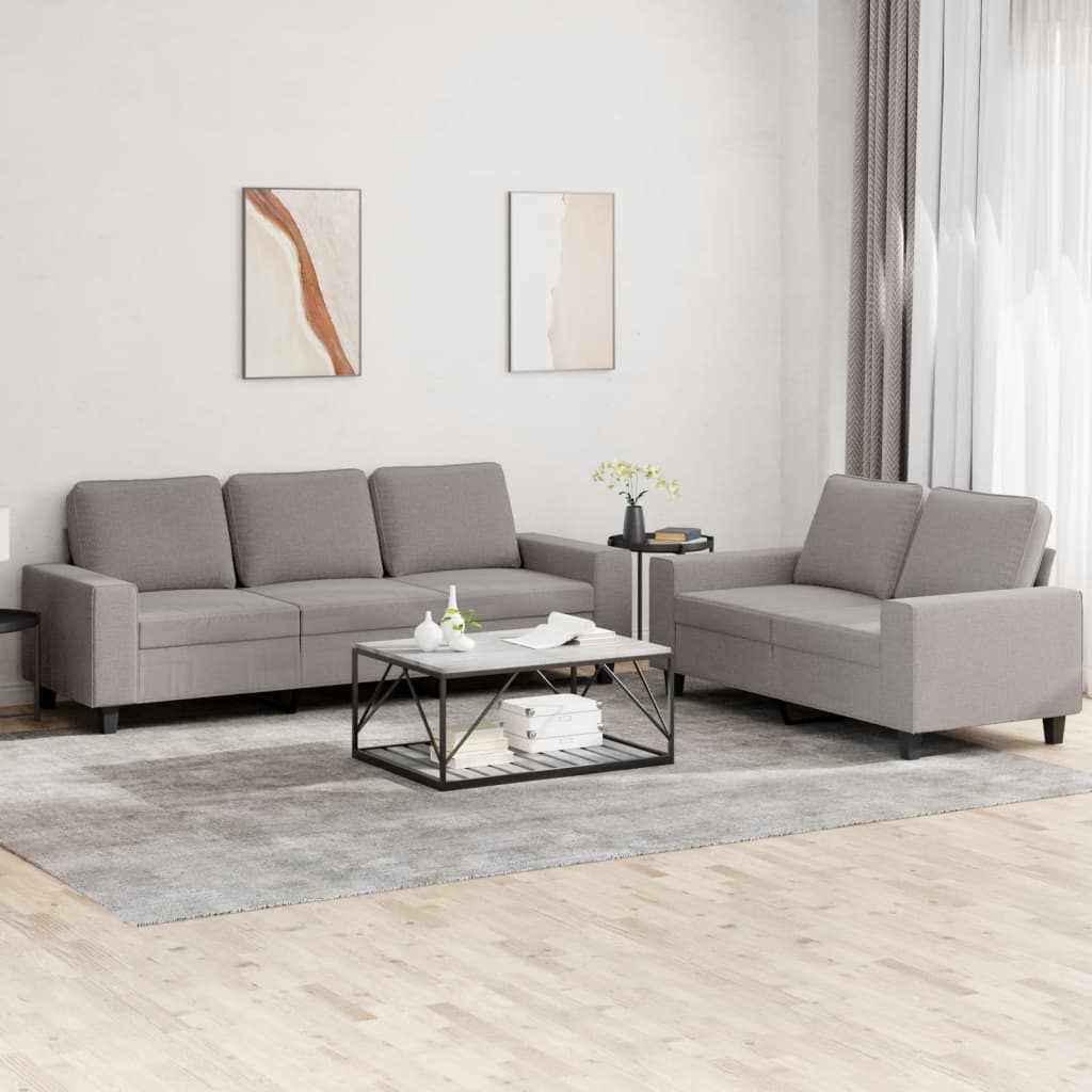 2 Pcs conjunto de sofás tecido cinzento-acastanhado