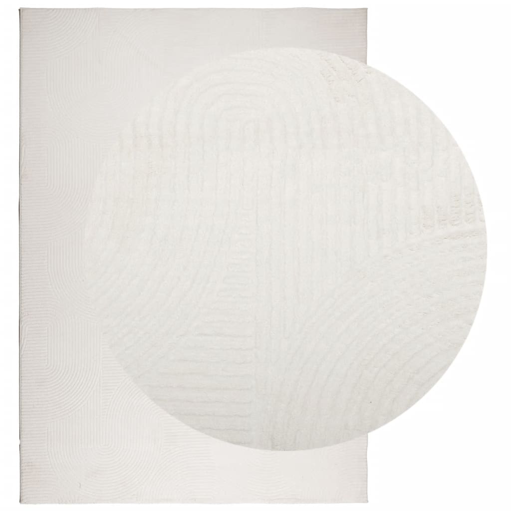 Tapete de pelo curto iza visual escandinavo 140x200cm cor creme