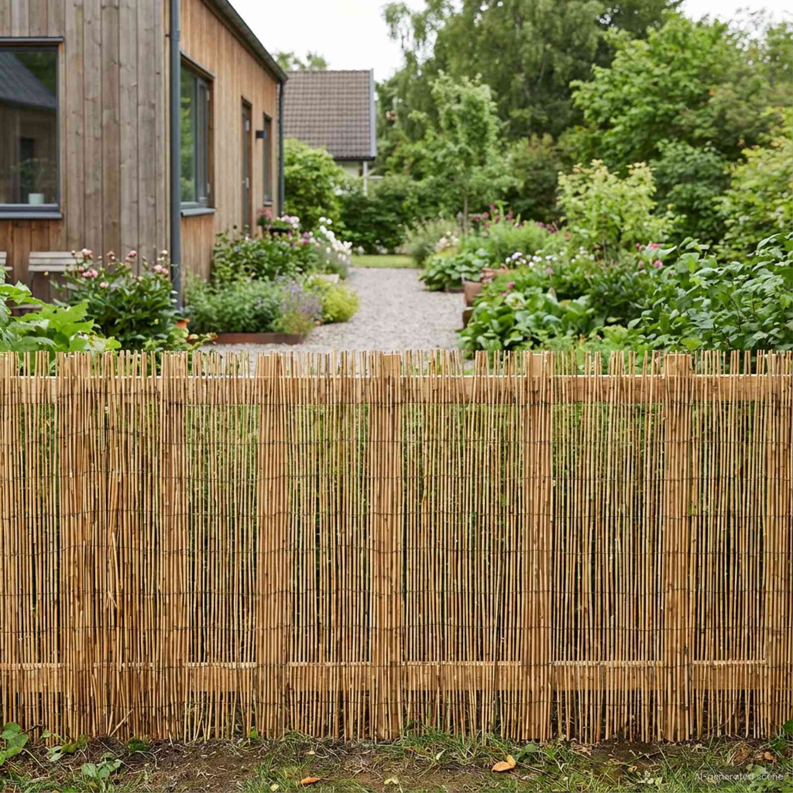 Cerca para jardim carbonizado 600 x 90 cm junco