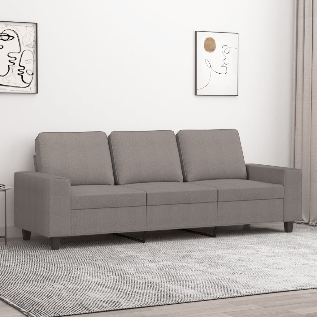 Sofá de 3 lugares tecido 180 cm cinzento-acastanhado