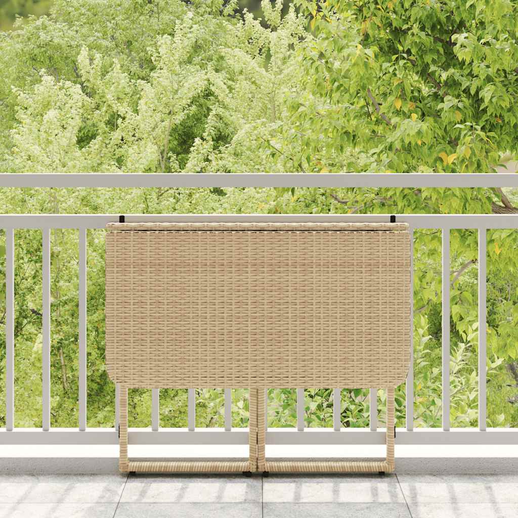 Mesa de jardim dobrável 90x51x75 cm vime PE bege