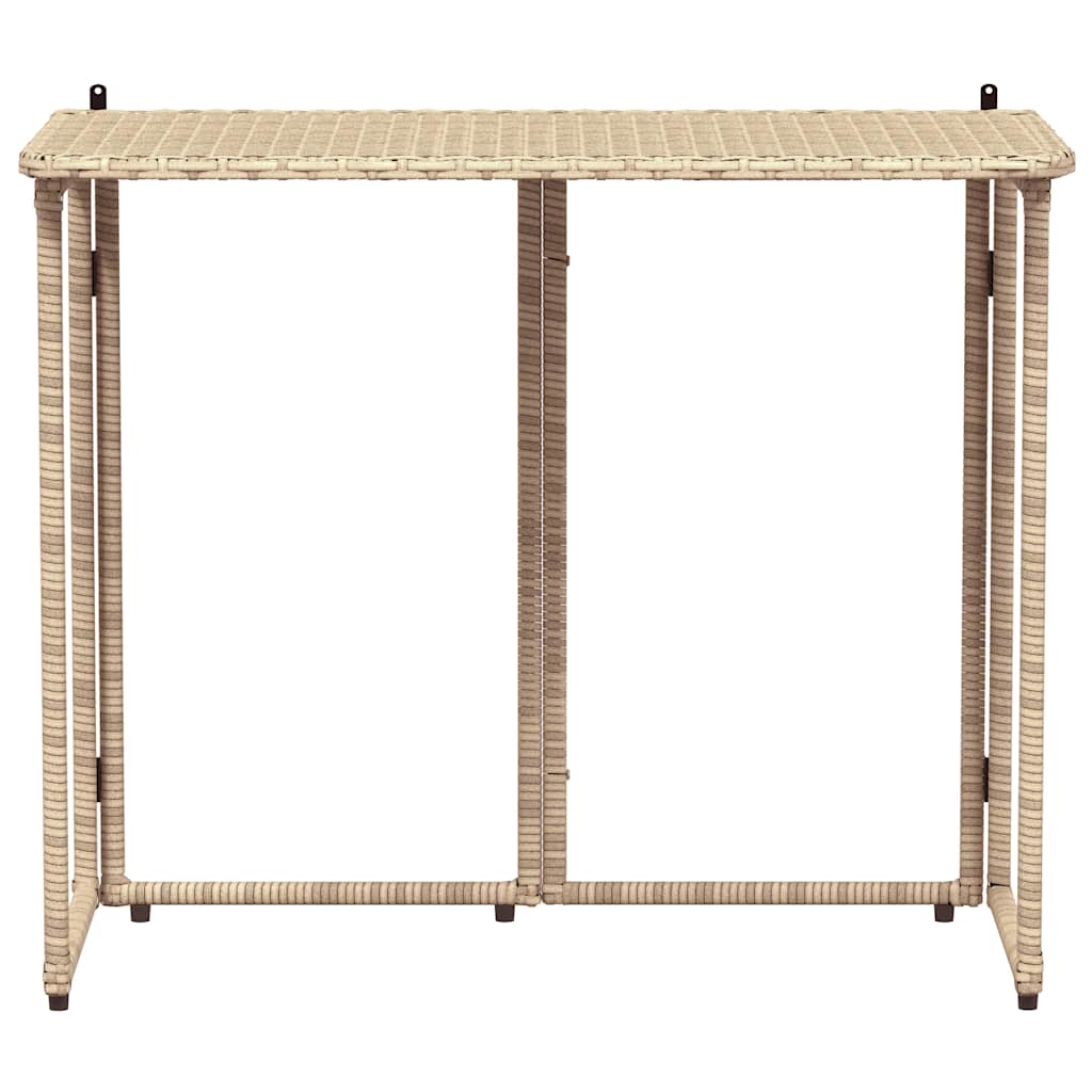 Mesa de jardim dobrável 90x51x75 cm vime PE bege