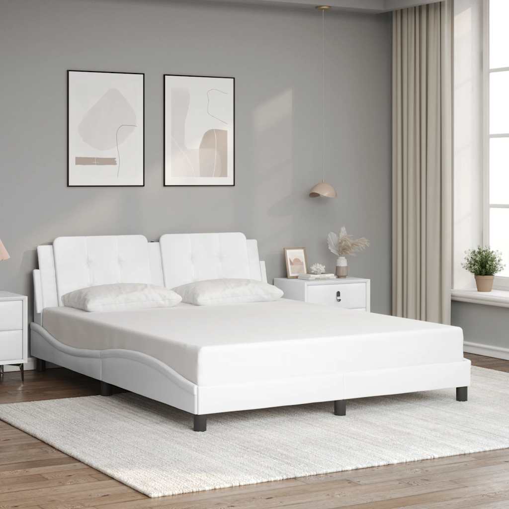 Estrutura de cama sem colchão zadar 160x200 cm couro artificial branco