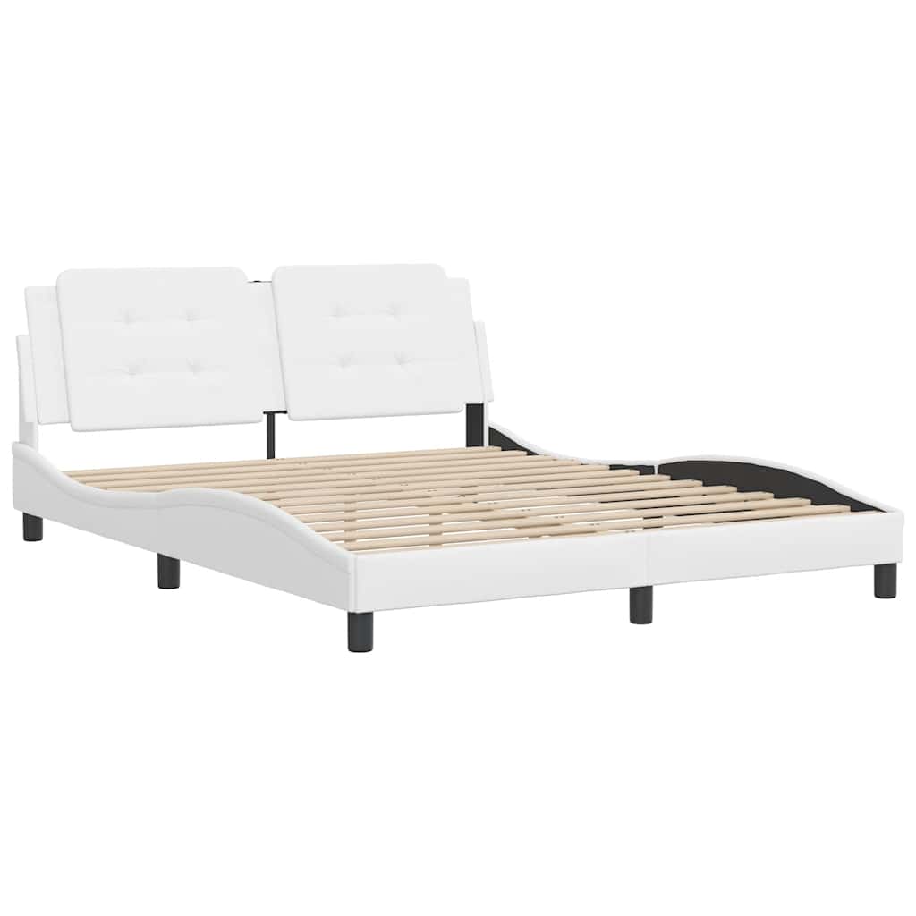 Estrutura de cama sem colchão zadar 160x200 cm couro artificial branco