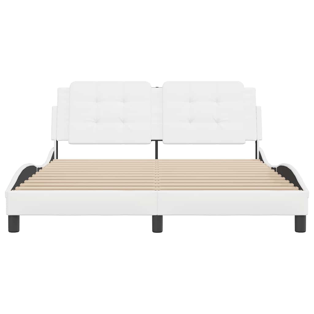 Estrutura de cama sem colchão zadar 160x200 cm couro artificial branco