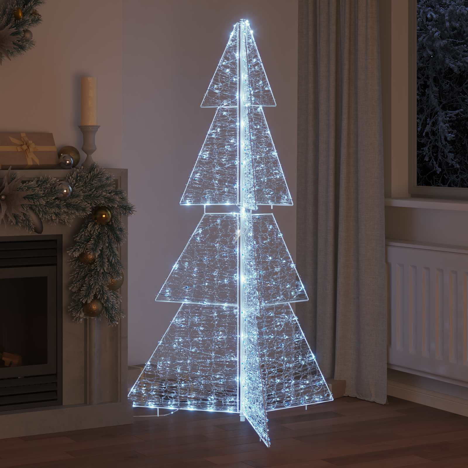 Árvore de natal com 240 leds branco frio 180 cm acrílo