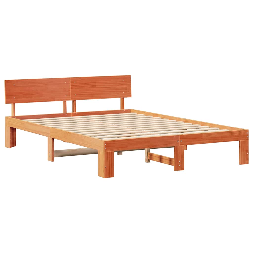 Estrutura da cama com cabeceira marrom cera 150 x 200 cm