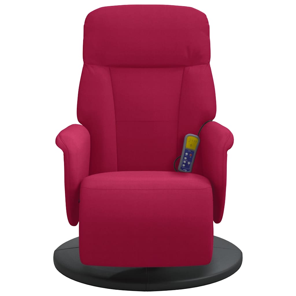 Cadeirão massagens reclinável c/apoio pés veludo vermelho tinto