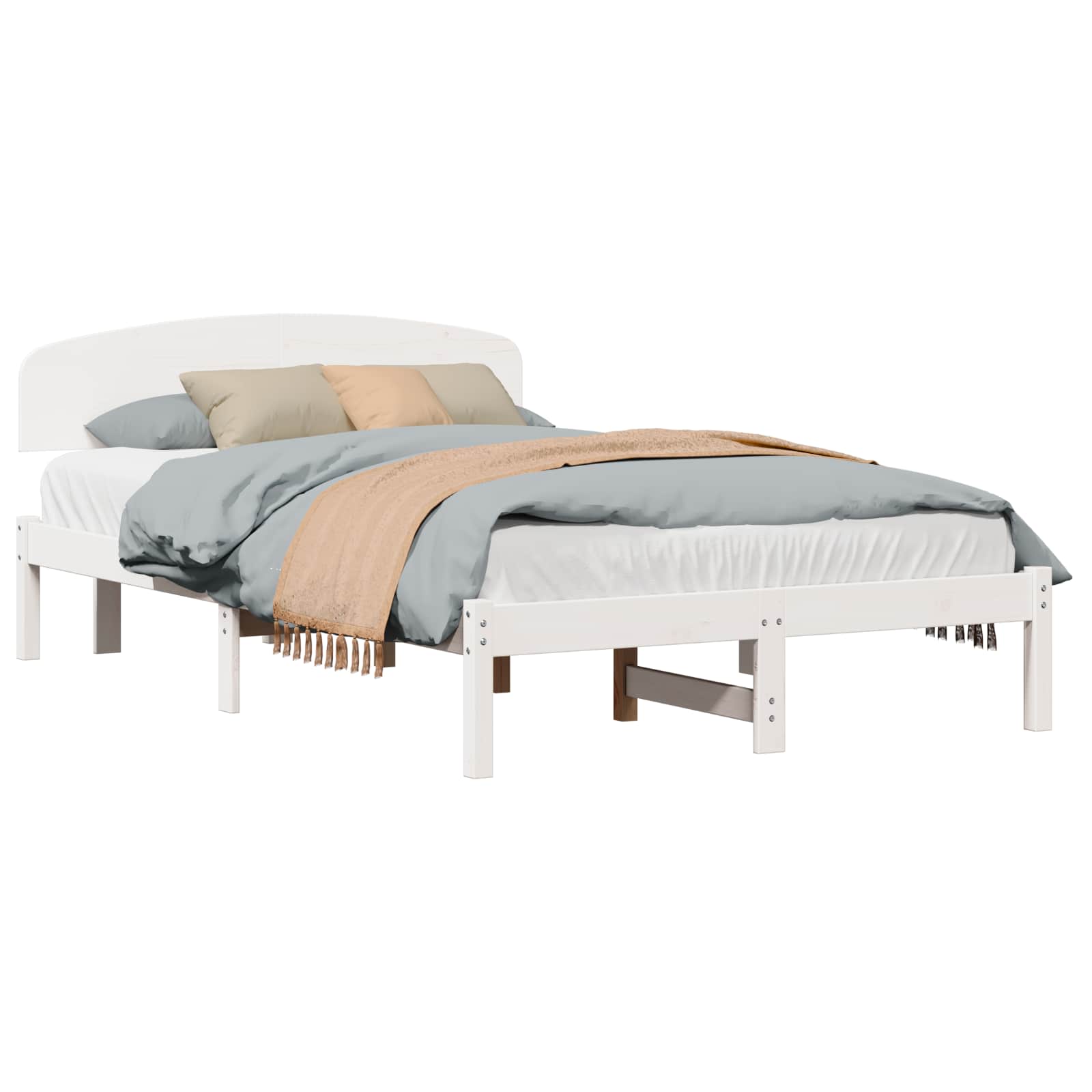 Estrutura da cama com cabeceira branco 135 x 190 cm