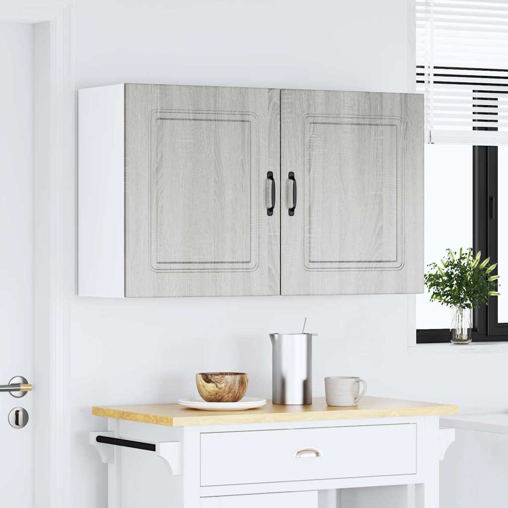 Armários de parede para cozinha, 2 peças, kalmar, cinza, madeira engenheirada sonoma
