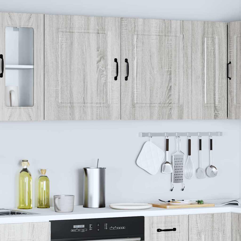 Armários de parede para cozinha, 2 peças, kalmar, cinza, madeira engenheirada sonoma