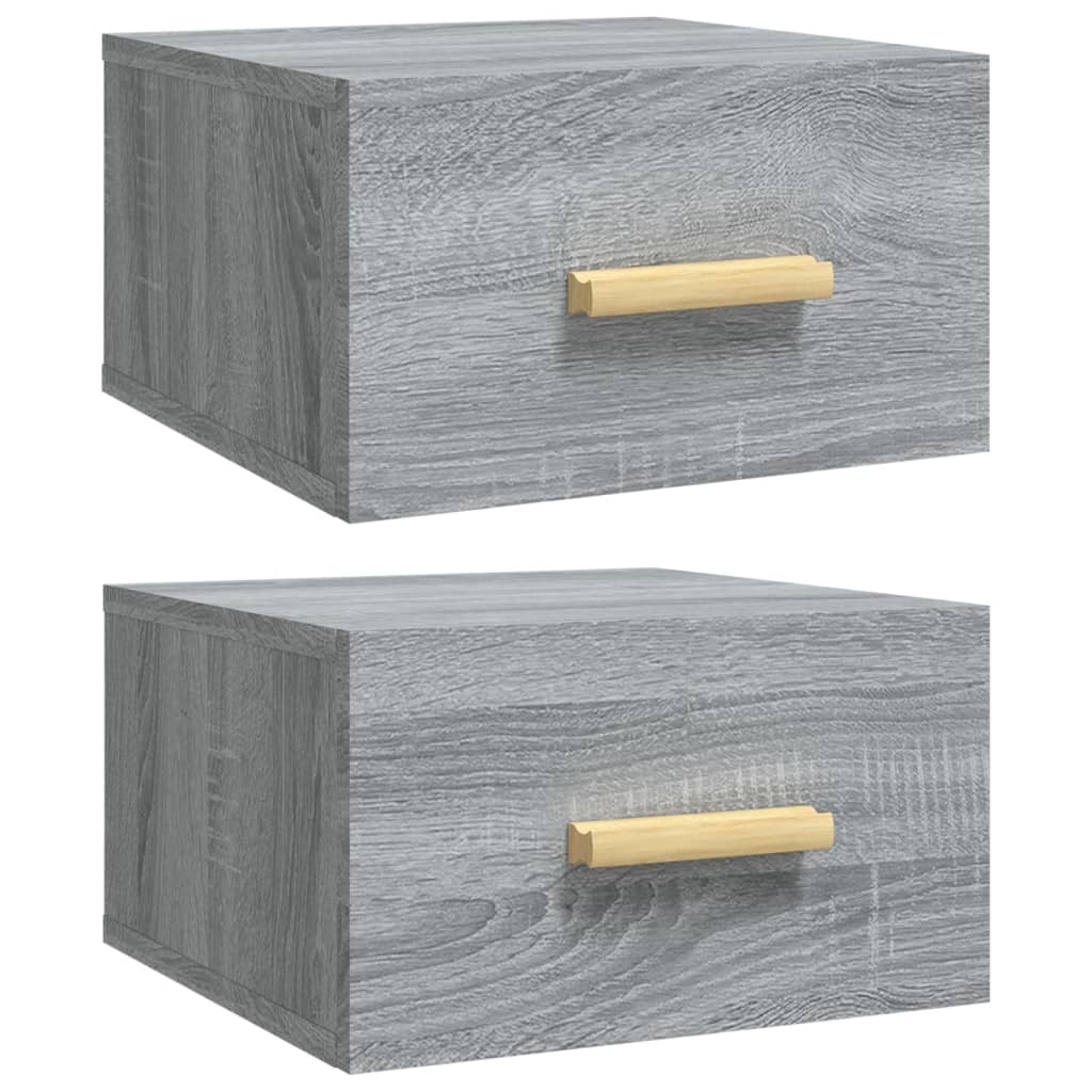 Mesas de cabeceira de parede 2 pcs 35x35x20 cm cinzento sonoma
