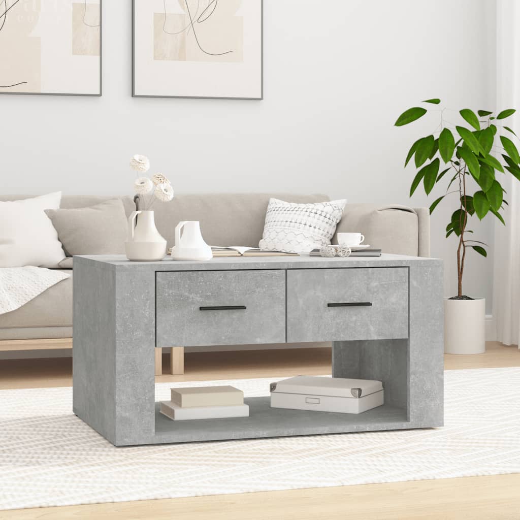Mesa de centro 80x50x40cm derivados de madeira cinzento cimento
