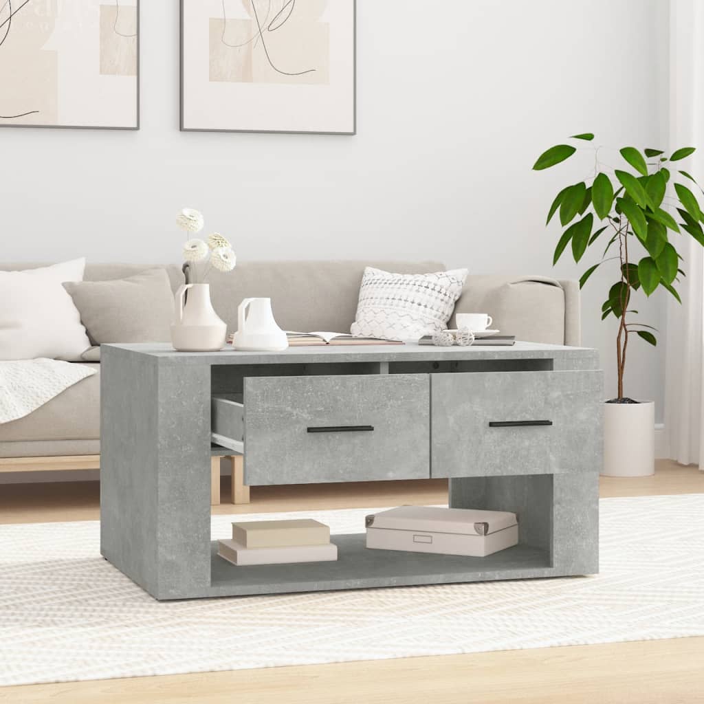 Mesa de centro 80x50x40cm derivados de madeira cinzento cimento