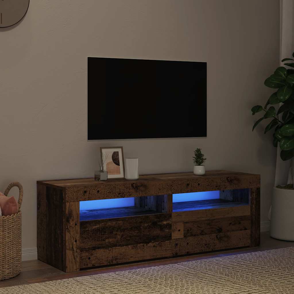 Móvel de TV com luzes LED derivados de madeira madeira velha